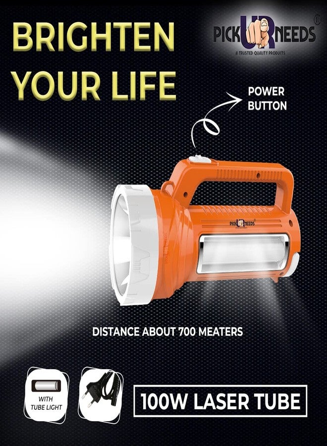 Pick Ur Needs Long Range Emergency Search Torch Light Rechargeable 100W with Side LED Tube Lights - Image 3